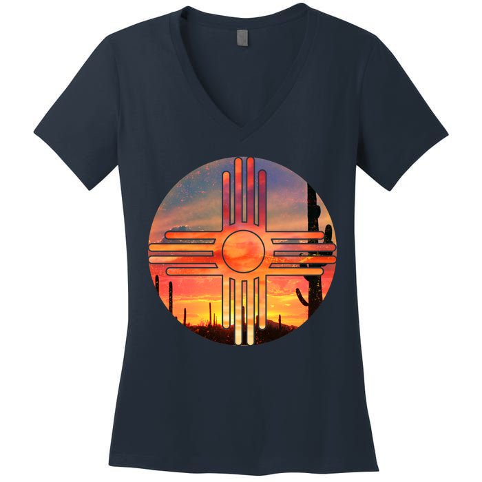 New Mexico Desert Sunset Women's V-Neck T-Shirt