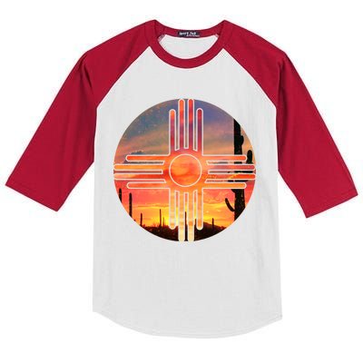 New Mexico Desert Sunset Kids Colorblock Raglan Jersey