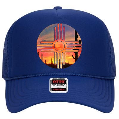 New Mexico Desert Sunset High Crown Mesh Back Trucker Hat