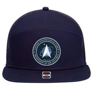 New United States Space Force Logo 2020 7 Panel Mesh Trucker Snapback Hat