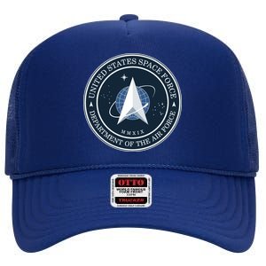 New United States Space Force Logo 2020 High Crown Mesh Back Trucker Hat