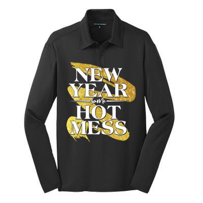 New Year Same Hot Mess Silk Touch Performance Long Sleeve Polo