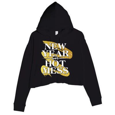 New Year Same Hot Mess Crop Fleece Hoodie