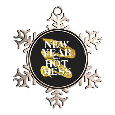 New Year Same Hot Mess Metallic Star Ornament