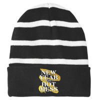 New Year Same Hot Mess Striped Beanie with Solid Band