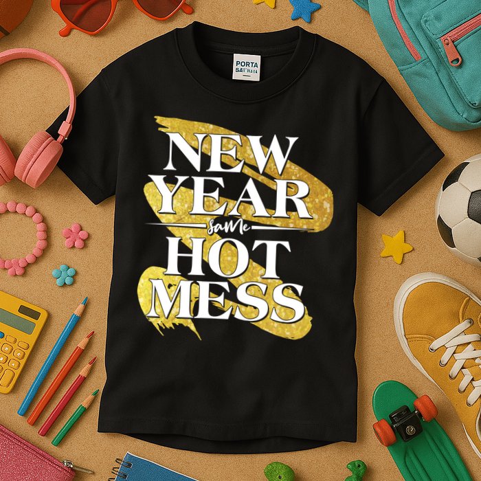 New Year Same Hot Mess Kids T-Shirt