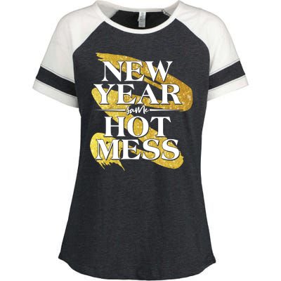 New Year Same Hot Mess Enza Ladies Jersey Colorblock Tee