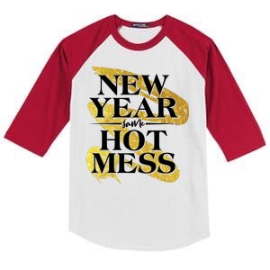 New Year Same Hot Mess Kids Colorblock Raglan Jersey