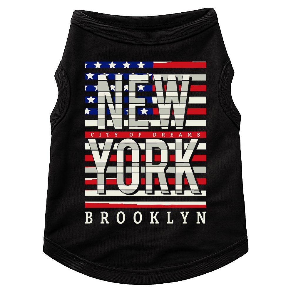New York - City of Dreams Typography - Brooklyn USA Doggie Tank