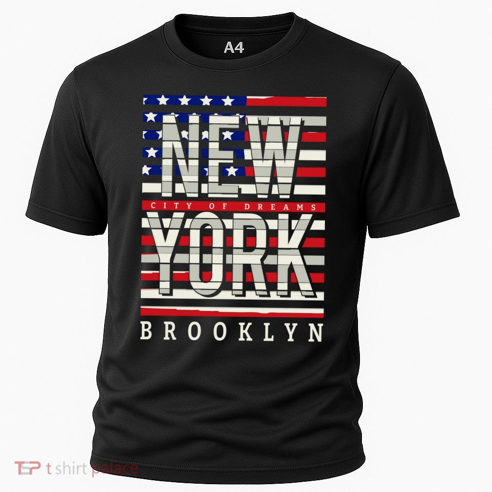 New York - City of Dreams Typography - Brooklyn USA Cooling Performance Crew T-Shirt