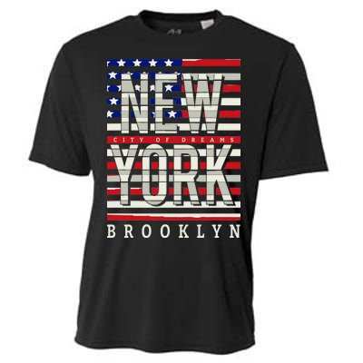 New York - City of Dreams Typography - Brooklyn USA Cooling Performance Crew T-Shirt