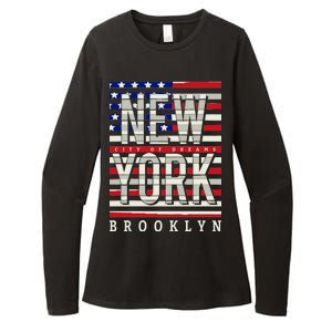 New York - City of Dreams Typography - Brooklyn USA Womens CVC Long Sleeve Shirt