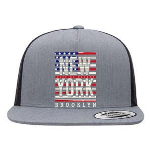 New York - City of Dreams Typography - Brooklyn USA Flat Bill Trucker Hat