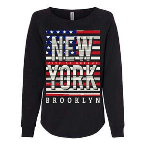 New York - City of Dreams Typography - Brooklyn USA Womens California Wash Sweatshirt