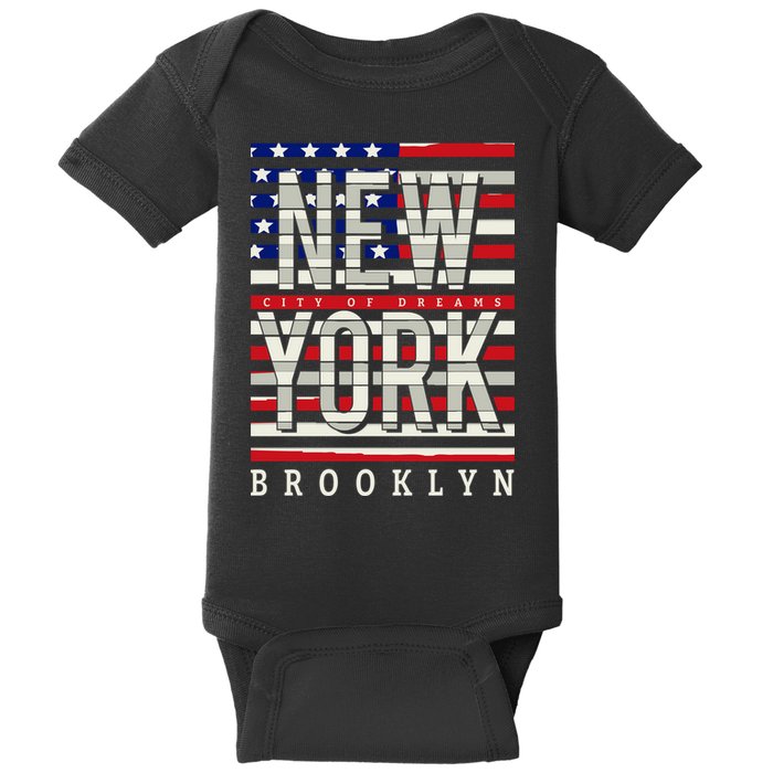 New York - City of Dreams Typography - Brooklyn USA Baby Bodysuit