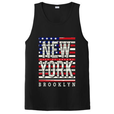 New York - City of Dreams Typography - Brooklyn USA PosiCharge Competitor Tank