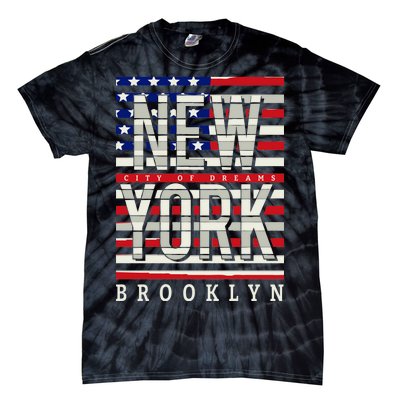 New York - City of Dreams Typography - Brooklyn USA Tie-Dye T-Shirt