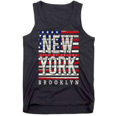 New York - City of Dreams Typography - Brooklyn USA Tank Top