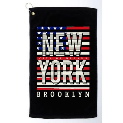 New York - City of Dreams Typography - Brooklyn USA Golf Towel