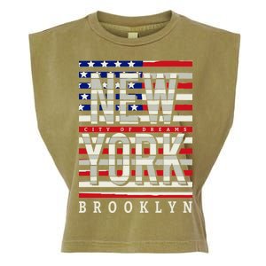 New York - City of Dreams Typography - Brooklyn USA Garment-Dyed Women's Muscle Tee