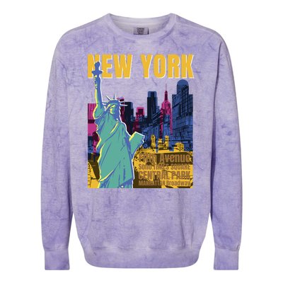 New York City Liberty Statue Colorblast Crewneck Sweatshirt