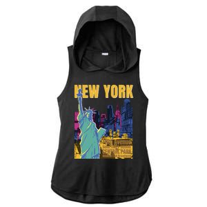 New York City Liberty Statue Ladies PosiCharge Tri-Blend Wicking Draft Hoodie Tank