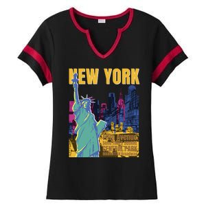 New York City Liberty Statue Ladies Halftime Notch Neck Tee