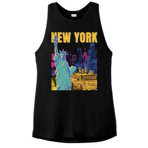 New York City Liberty Statue Ladies PosiCharge Tri-Blend Wicking Tank