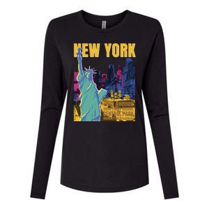 New York City Liberty Statue Womens Cotton Relaxed Long Sleeve T-Shirt