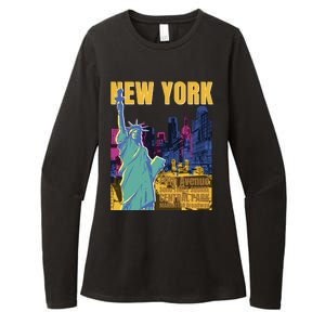 New York City Liberty Statue Womens CVC Long Sleeve Shirt