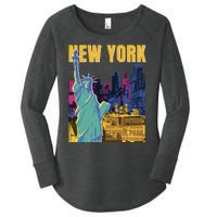 New York City Liberty Statue Women's Perfect Tri Tunic Long Sleeve Shirt