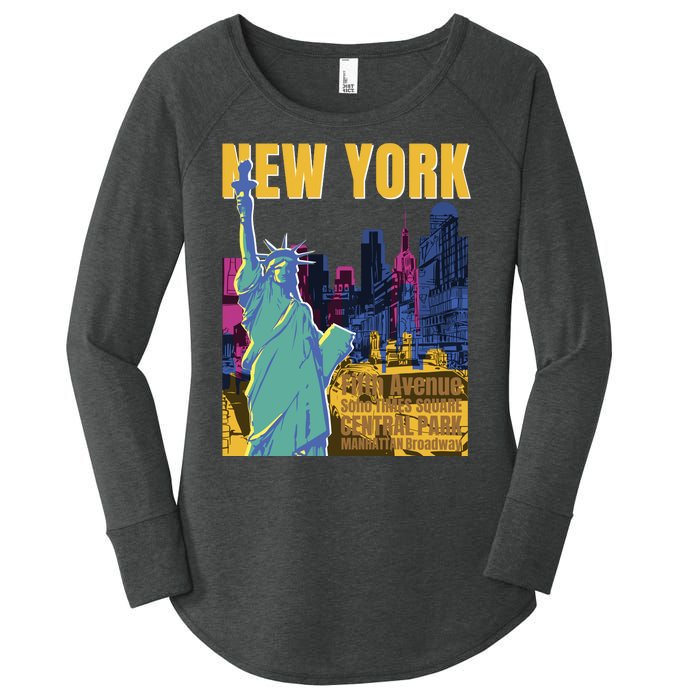 New York City Liberty Statue Women's Perfect Tri Tunic Long Sleeve Shirt