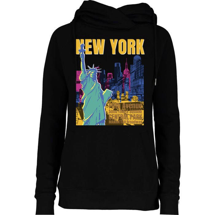 New York City Liberty Statue Womens Funnel Neck Pullover Hood