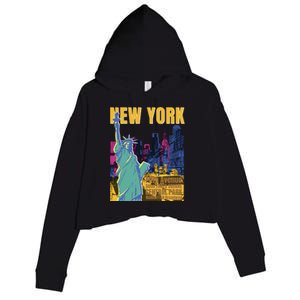 New York City Liberty Statue Crop Fleece Hoodie