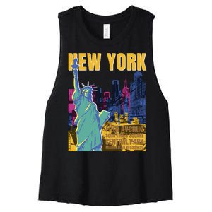 New York City Liberty Statue Women's Racerback Cropped Tank