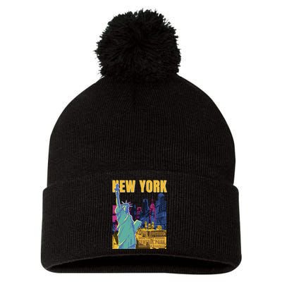 New York City Liberty Statue Pom Pom 12in Knit Beanie