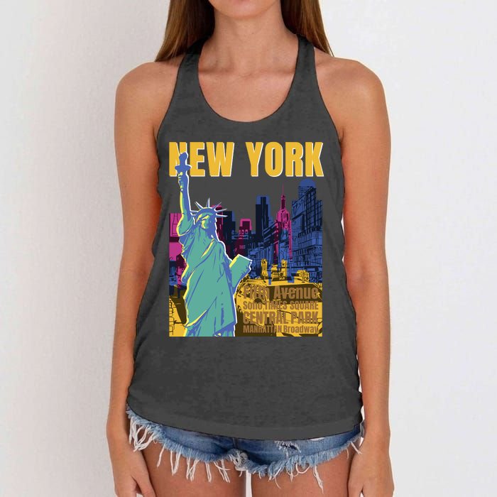 New York City Liberty Statue Women's Knotted Racerback Tank