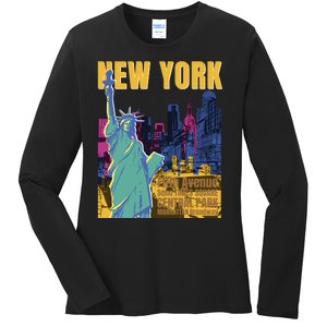 New York City Liberty Statue Ladies Long Sleeve Shirt