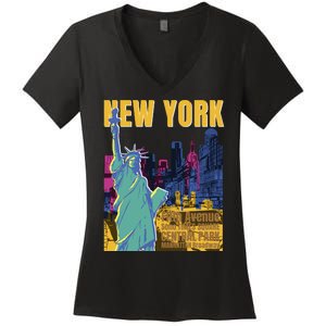 New York City Liberty Statue Women's V-Neck T-Shirt