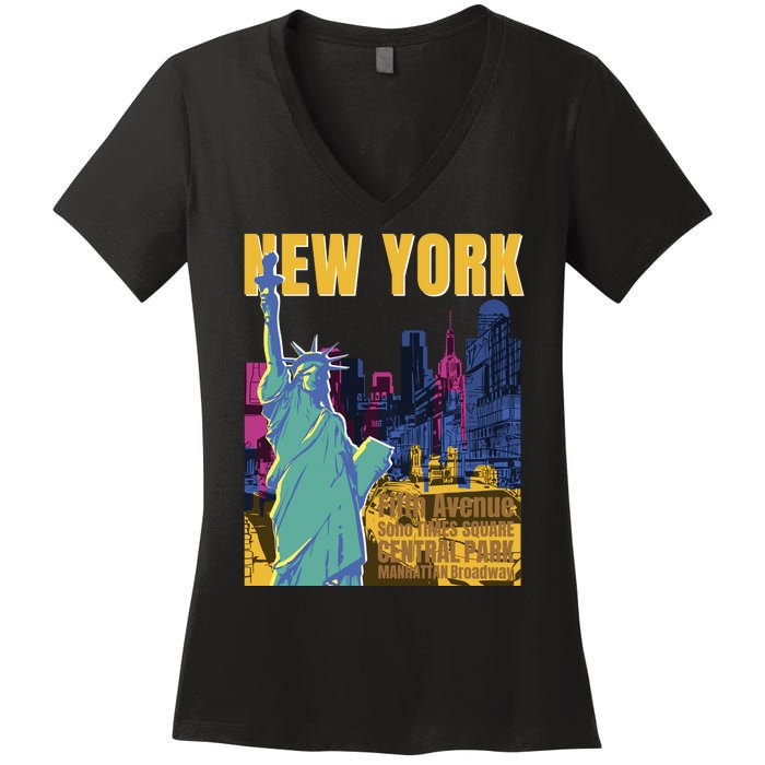 New York City Liberty Statue Women's V-Neck T-Shirt