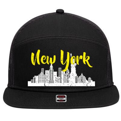 New York City Logo 7 Panel Mesh Trucker Snapback Hat