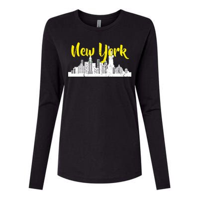 New York City Logo Womens Cotton Relaxed Long Sleeve T-Shirt