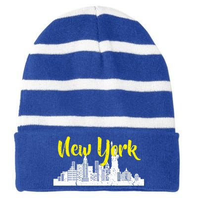 New York City Logo Striped Beanie with Solid Band