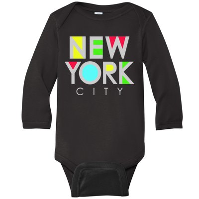 New York City Retro Baby Long Sleeve Bodysuit