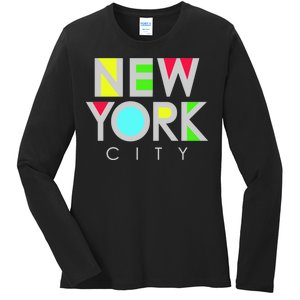 New York City Retro Ladies Long Sleeve Shirt