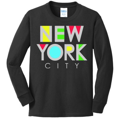 New York City Retro Kids Long Sleeve Shirt