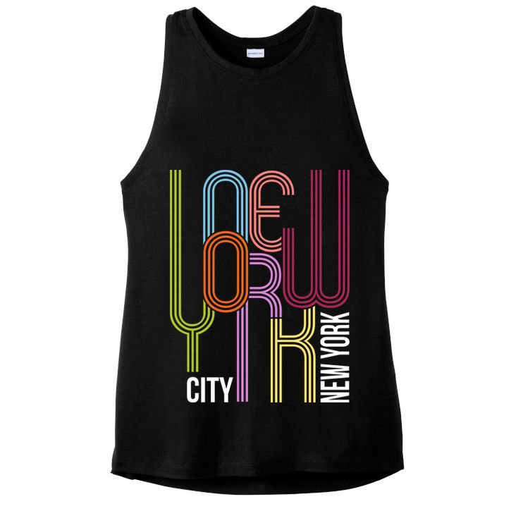 New York City Retro 80s Style Ladies PosiCharge Tri-Blend Wicking Tank