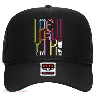 New York City Retro 80s Style High Crown Mesh Back Trucker Hat