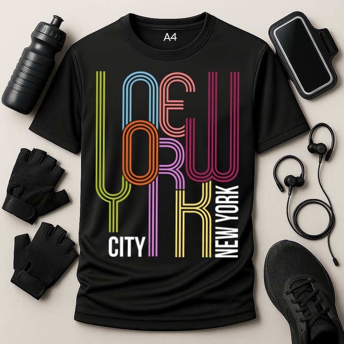 New York City Retro 80s Style Cooling Performance Crew T-Shirt