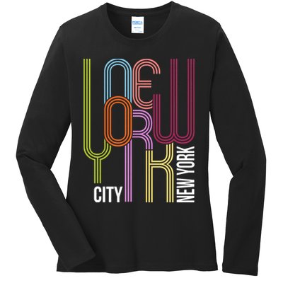 New York City Retro 80s Style Ladies Long Sleeve Shirt